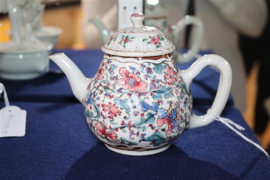 A Chinese Export famille rose teapot and cover, 18th century